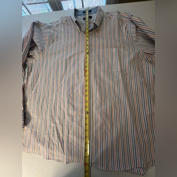CHAPS CLASSIC FIT OXFORD SHIRT SIZE XXL 
BLUE/ SALMON COLORED STRIPES. BRAND NEW - Picture 7 of 7
